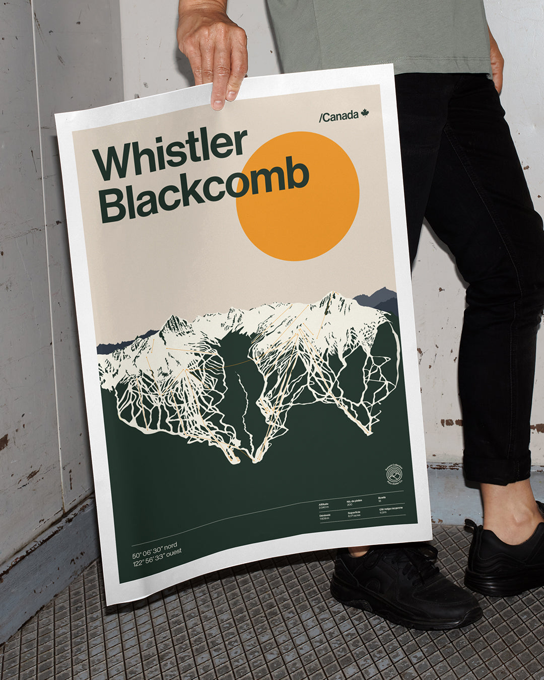 Whistler Blackcomb Ski Map - Muted